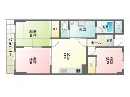 グレースコート青葉丘(3DK/2階)の間取り写真