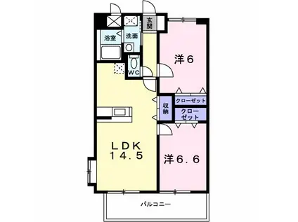 メゾン・ド・ポプラ(2LDK/6階)の間取り写真