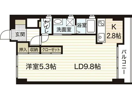 ルミノシティー(1LDK/3階)の間取り写真