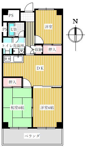 アーバン茜(3DK/5階)の間取り写真