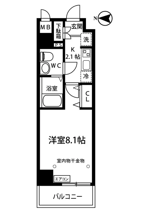 クロムフィット武蔵小杉2 6階階 間取り