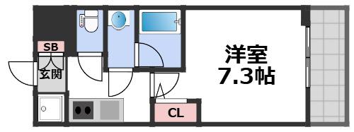 グランカーサ高井田(1K/4階)の間取り写真