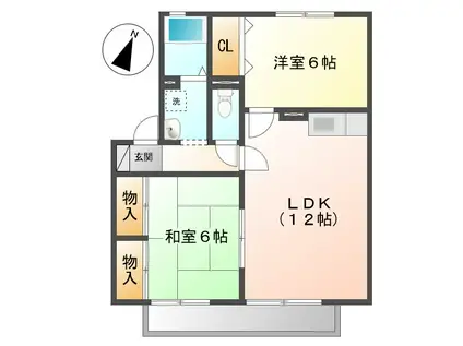 ファミーユヴィラC棟(2LDK/2階)の間取り写真