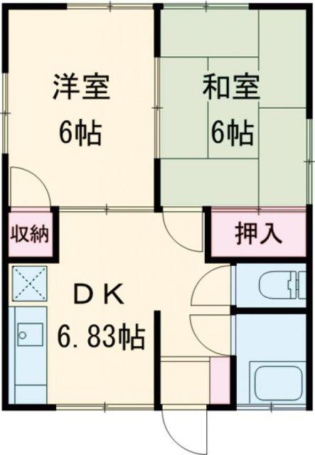 三宅第一アパート(2DK/2階)の間取り写真
