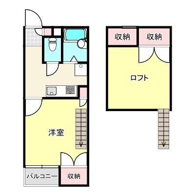 セイラBOX東貝沢B(1K/2階)の間取り写真