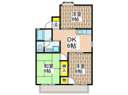 恵愛メゾン(3DK/2階)の間取り写真