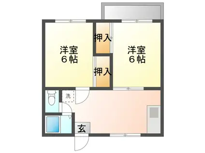 ぷらんたんA(2DK/2階)の間取り写真