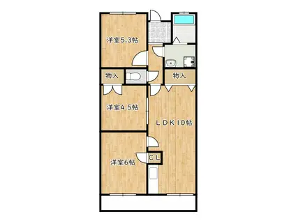 ベルベ田中(3LDK/1階)の間取り写真
