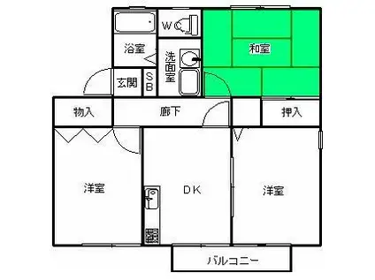 エスポワールカモシダ A棟(3DK/2階)の間取り写真