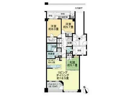 グローリオ杉並宮前-2029年3月31日迄定期-(3LDK/1階)の間取り写真