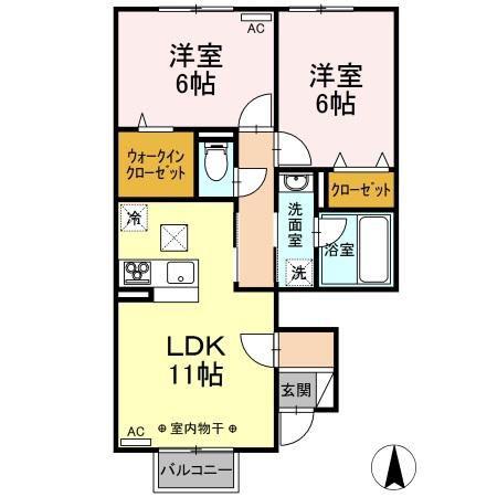 プロシード(2LDK/1階)の間取り写真