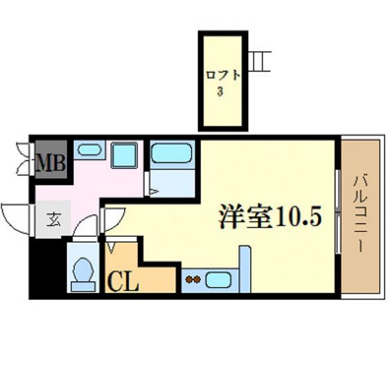 金屋町グランデ(ワンルーム/11階)の間取り写真