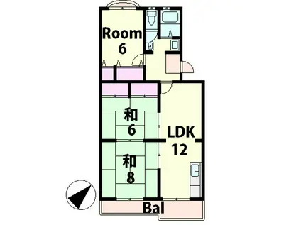 ヴィラ向陽(3LDK/1階)の間取り写真
