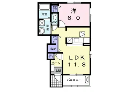 WHITE(1LDK/1階)の間取り写真