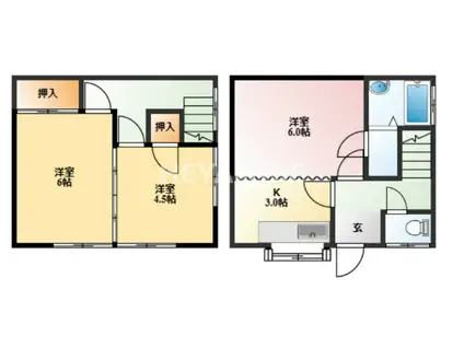 立山5丁目アパート(3K/1階)の間取り写真