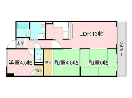 ふじとぴあ(3LDK/8階)の間取り写真