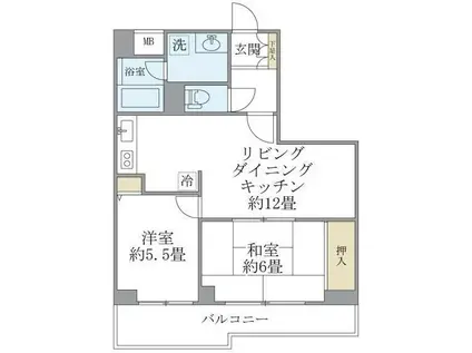 リエール若松町(2LDK/5階)の間取り写真