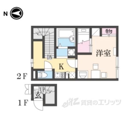 レオパレス南阪手Ⅱ(1K/2階)の間取り写真