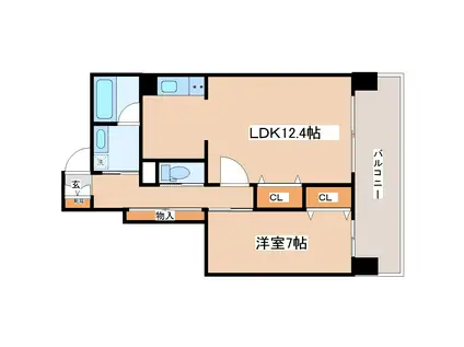 スパシアス榴ヶ岡公園(1LDK/2階)の間取り写真