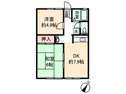 シティハイム アベニュー(2DK/2階)の間取り写真