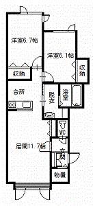 ペシュール(2LDK/2階)の間取り写真