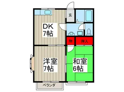 ニッセキハイツ(2DK/2階)の間取り写真