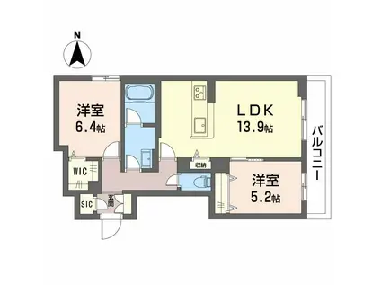 シャーメゾン レーヴ(2LDK/2階)の間取り写真