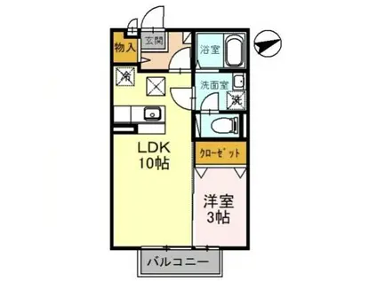 メゾン松葉 B棟(1LDK/1階)の間取り写真