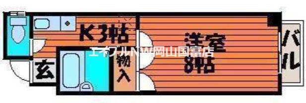 YSハイツ21原尾島(1K/3階)の間取り写真
