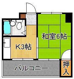 小倉ホースビル(1K/3階)の間取り写真