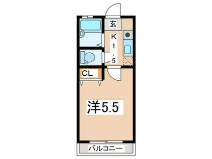 リヴェールTKII(1K/1階)の間取り写真