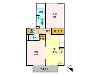 フラワーハイツ菅谷C棟(2DK/2階)の間取り写真