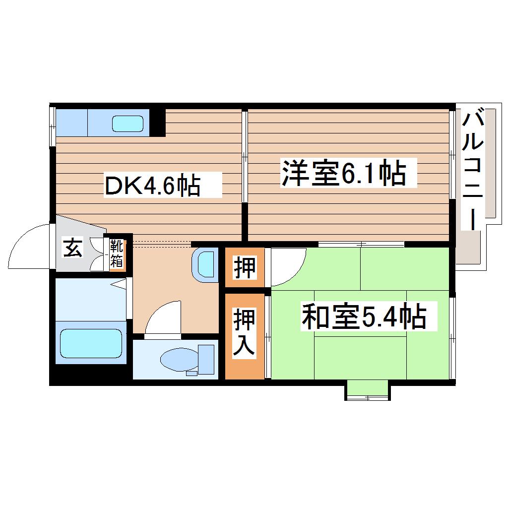 グレースヒルズ(2K/1階)の間取り写真