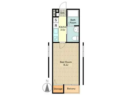 ユーウエスト国立(1K/2階)の間取り写真