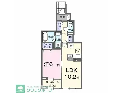 モーヴソレイユ(1LDK/1階)の間取り写真