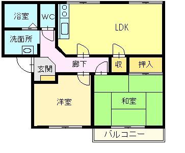 グリーンハイツ(2LDK/1階)の間取り写真