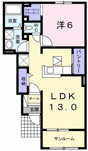 フィオーレ(1LDK/1階)の間取り写真