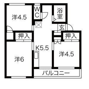 ヴィラナリー安八II1号棟(3DK/2階)の間取り写真