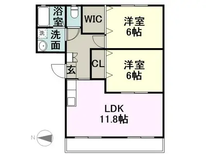 パストラルI(2LDK/2階)の間取り写真