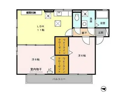 メルベーユ富の原F(2LDK/2階)の間取り写真