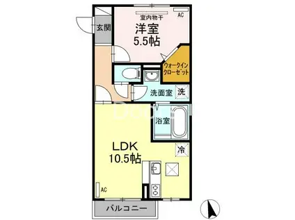 メゾン エミグラント A棟(1LDK/2階)の間取り写真