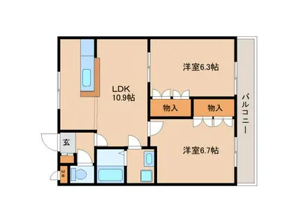 フォレスト・ヴィラ(2LDK/2階)の間取り写真