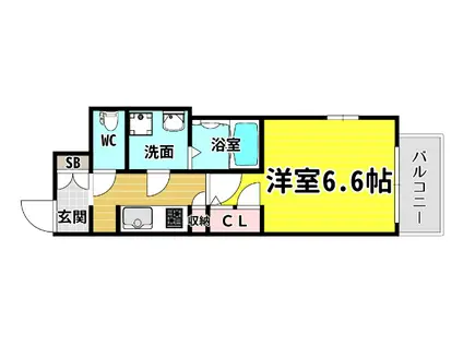 レジュールアッシュ心斎橋ヴィータ(1K/5階)の間取り写真