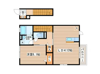 エクセル V(1LDK/2階)の間取り写真