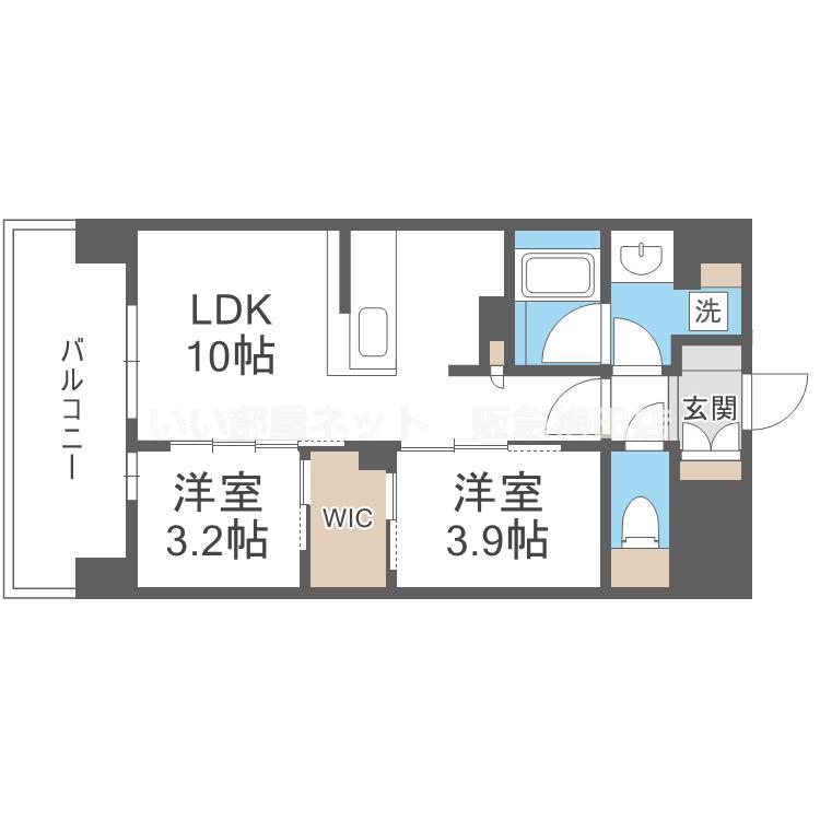 ソルレヴェンテ新梅田(2LDK/8階)の間取り写真