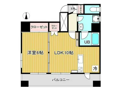 シャローグラス(1LDK/6階)の間取り写真