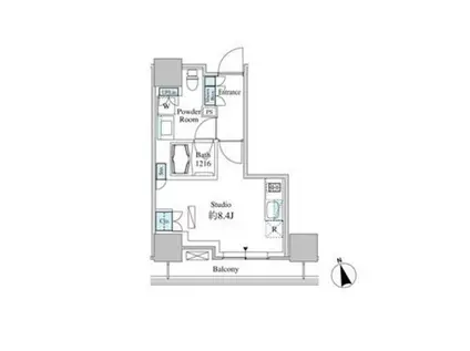 ベルファース芝浦タワー(ワンルーム/14階)の間取り写真