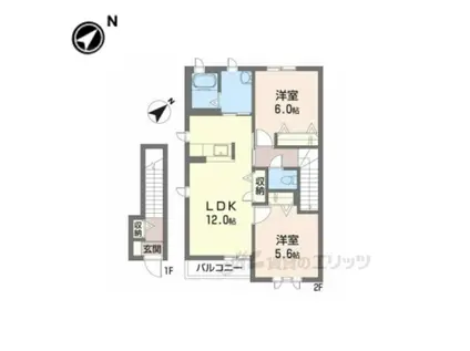 シャトーサイド(2LDK/2階)の間取り写真