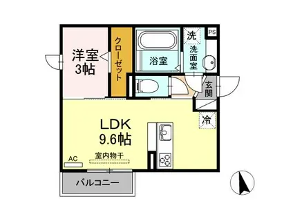 グレイスコート(1LDK/2階)の間取り写真