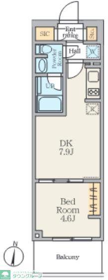 ALIVIS笹塚(1DK/2階)の間取り写真